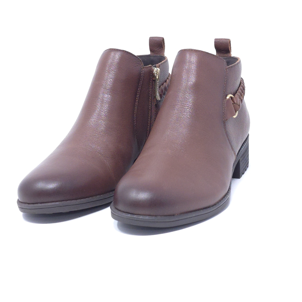 Easy Spirit Roslyn 210 Ankle Boots Brown Memory Foam Side Zip Size 11M